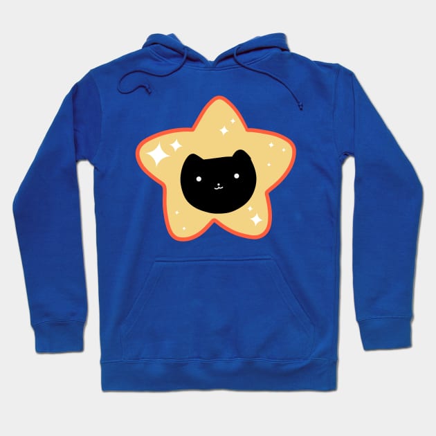 Star Black Cat Face Hoodie by saradaboru